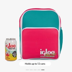Retro Convertible Cooler Backpack - Vibrant Pink and Teal